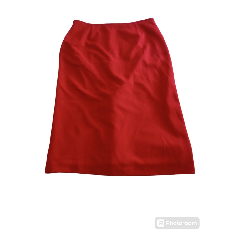 Pencil Skirt Midi Preston and York Bright Red Lined Sz 12 Kick Pleat Holiday